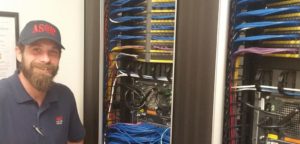 Josh at an IT Services company server room in a company site in San Antonio.