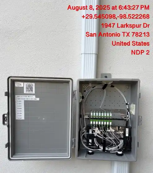 Exterior fiber optic splitter enclosure and distribution point in San Antonio
