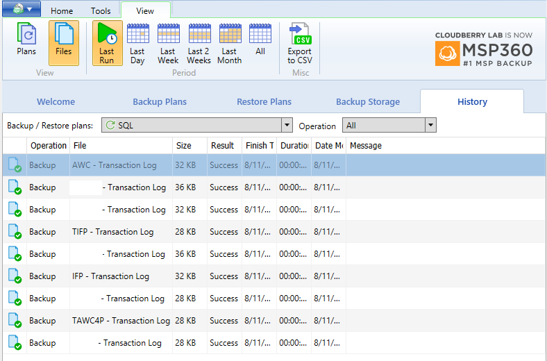 Backup logs
