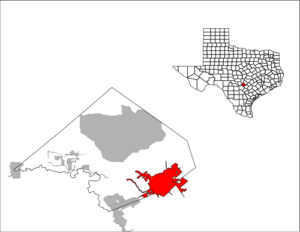 Map showing New Braunfels within the Greater San Antonio region