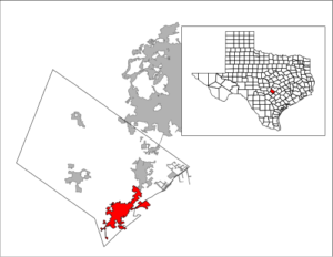 Map showing San Marcos within the Central Texas region