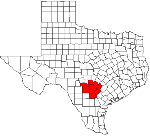 Map showing the Greater San Antonio metropolitan service area in Texas