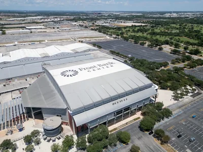 Aerial view of Frost Bank Center on the East Side of San Antonio