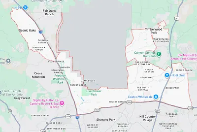 Map of Far North Central San Antonio, TX