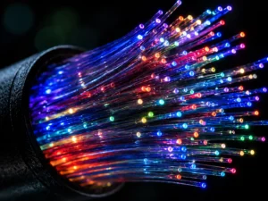 Illuminated fiber optic filaments ready for installation in San Antonio.