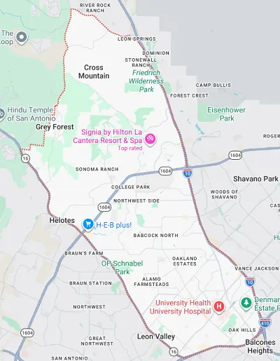 Map of Northwest Side San Antonio, TX