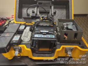 Fujikura fiber optic fusion splicing machine at ASAP Computer Services, we use this machine for splicing fiber optics.